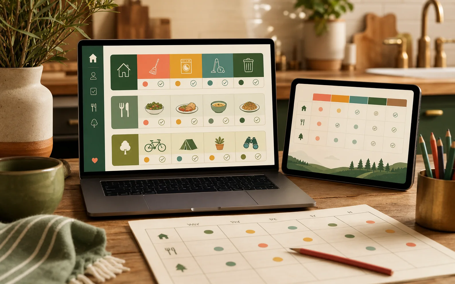 A practical family dashboard project shown on a laptop and tablet